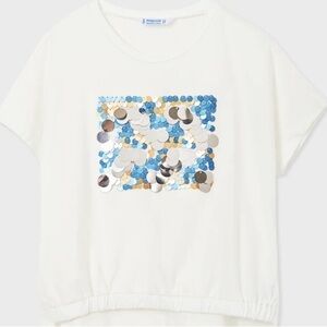 Mayoral white sequin front tee shirt